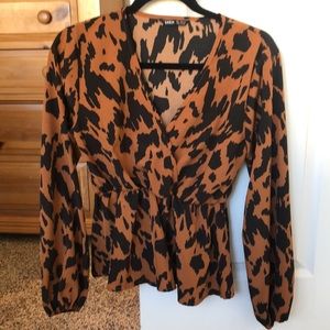 SHEIN SMALL Black and brown animal print blouse